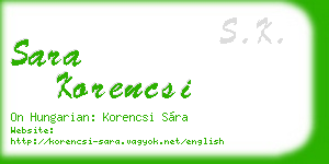 sara korencsi business card