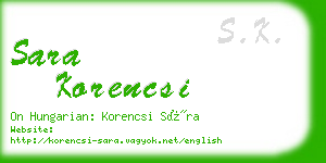 sara korencsi business card